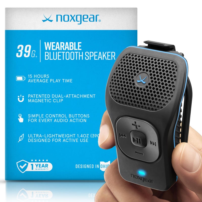 noxgear 39g Wearable Bluetooth Speaker, Magnetic Mini Clip-On, Waterproof Up to 15 Hours Playtime | Clip On Bluetooth, Wearable Speaker with Microphone, 100ft Range - Image 1